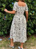 Picture of Women’s Plus Size Floral Midi Dress – Waist Tie, Short Sleeve, Ruffle Hem