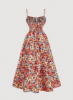 Picture of Women’s Midi Plus Size Dress – Large Floral Print, spaghetti strap