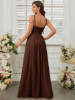 Picture of Women's Backless Bridesmaid Dress – High Waist Slit