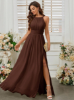 Picture of Women's Backless Bridesmaid Dress – High Waist Slit