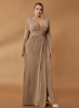 Picture of Women’s Elegant Plus Size Mermaid Hem Dress – Deep V-Neck, High Stretch, slit