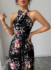 Picture of Women’s Sleeveless Vacation Maxi Dress – Cross Neck, Waist Tie, A-Line