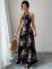 Picture of Women’s Sleeveless Vacation Maxi Dress – Cross Neck, Waist Tie, A-Line