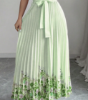Picture of Summer Women’s Elegant Dress – Neck Tie, Cinched Waist, Floral Print, Pleated Long Style with Large Hem