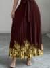 Picture of Summer Women’s Elegant Dress – Neck Tie, Cinched Waist, Floral Print, Pleated Long Style with Large Hem