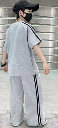 Picture of New Summer Collection for Boys – Short-Sleeved Top & Long Pants Two-Piece Set (Loose & Fashionable)