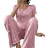 Picture of Summer New Style Women’s Pajama Set – Short-Sleeved Top & Pants, Love Pattern, Casual Fashion