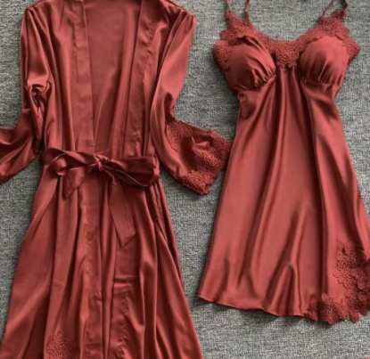 Picture of Ladies’ New Style Pajama Set – Multi-Piece, Simulated Silk Feel, Elegant, Smooth & Cool