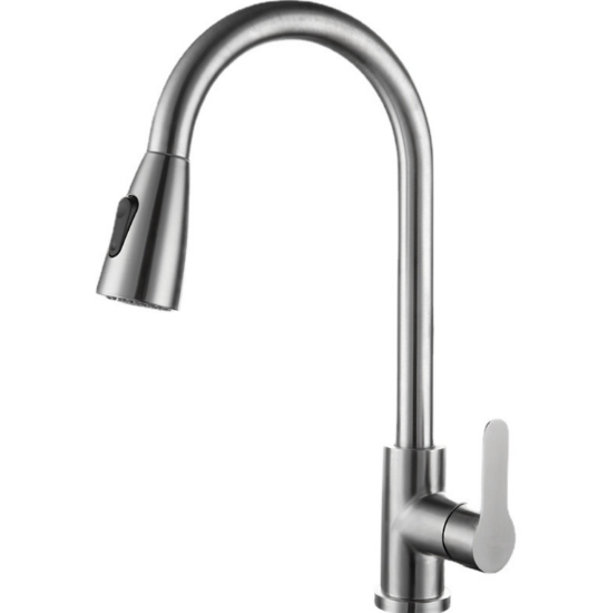 Picture of Drawable Faucet – Stainless Steel Hot & Cold Pipes, Suitable for Kitchen Sinks & Bathroom Basins, 3-Level Nozzle, 60cm Inlet Pipe