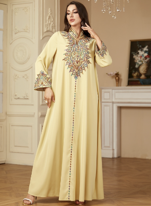 Picture of Ladies’ Embroidered Long Robes – Spring & Autumn V-Neck Loose Casual Dresses