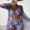 Picture of Women’s Bikini Three-Piece Set – Digital Print, Outer Cover + Flat Leg Pants + Swimsuit
